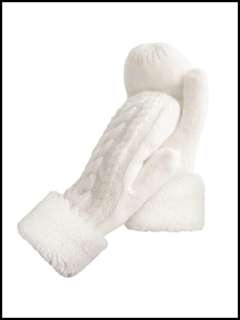 Cozy Thick Knitted Mittens with Warm Fleece Lining Winter Gloves